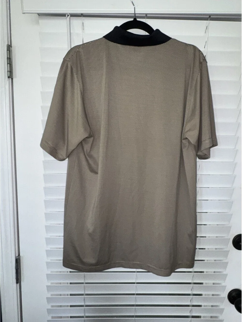 Vintage Polo Ralph Lauren Polo Golf Shirt Pony Pocket Striped Tan Black XL Men